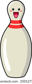 A Cute Bowling Pin Smiling Wide, Cartoon Style Vector Illustration