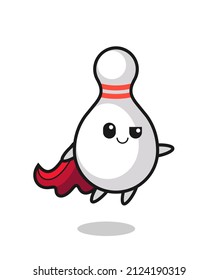 cute bowling pin superhero character is flying , cute style design for t shirt, sticker, logo element