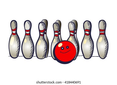 cute bowling vector isolated on white