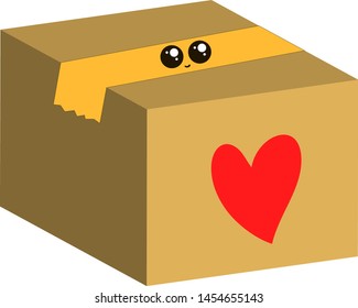 Entrega de caja, ilustración, vector sobre fondo blanco.