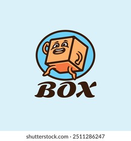 Ilustración linda del icono del Vector de la historieta del carácter del logotipo del salto de la caja