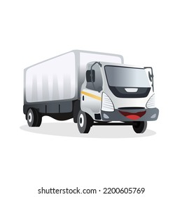 Cute Box Truck vector character in silver. Funny illustration in trendy design style. Suitable for many purpose, like for product mascot or children book or education video content.