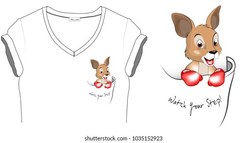 cute boxer kangaroo t shirt design