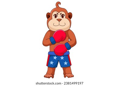 Cute Boxer Monkey Cartoon Character Design 