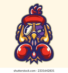 cute boxing cock character vector