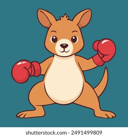 Ilustración vectorial de dibujos animados canguro de boxeo lindo