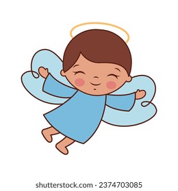 lindo ángel de niño en caricatura. ilustración vectorial