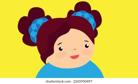 Cute boy with angry facial expression on orange background. Vector illustration.