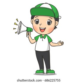 Cute boy annoucement vector cartoon illustration
