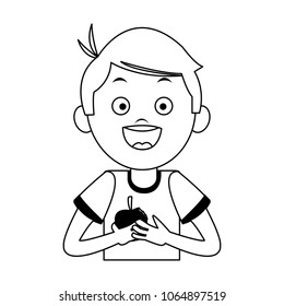 Cute boy with apple