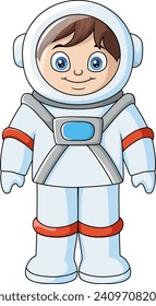 Cute boy astronaut cartoon on white background