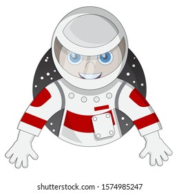 Cute boy astronaut. Isolated on white background. Vector illustration.