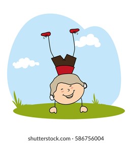 cute boy avatar character on field
