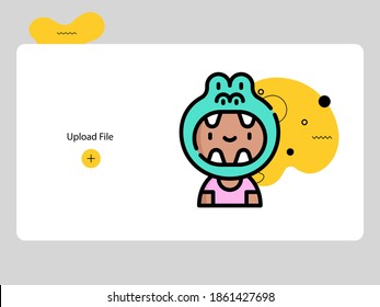 Cute Boy avatars on white background and black yellow abstract