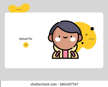 Cute Boy avatars on white background and black yellow abstract