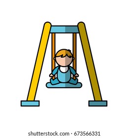 cute boy baby on swing avatar character