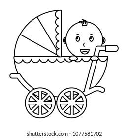 cute boy baby in pram transport