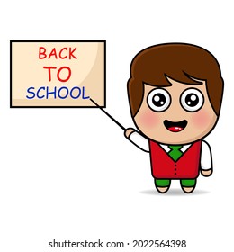 cute boy back to school design mascot kawaii