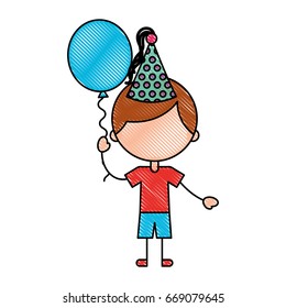 cute boy with balloon air character