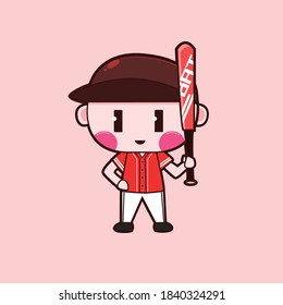 cute boy baseball player vector design
