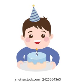 Cute boy with birthday cake