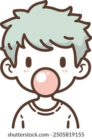Chico lindo soplando chicle ilustración