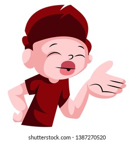 Cute boy blowing kisses illustration vector white background