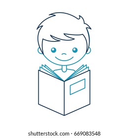 cute boy with book character icon