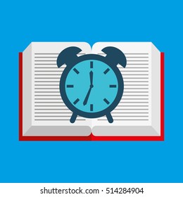 cute boy book open clock vector illustration eps 10