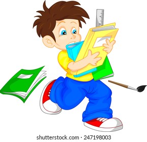 cute boy with books