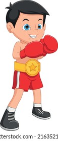 Cute Boy Boxing Cartoon On White Stock Vector (Royalty Free) 2163521101 ...