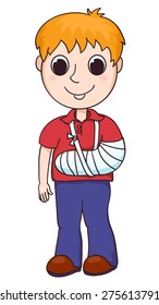 Cute Boy Broken Arm Vector Cartoon Stock Vector (Royalty Free ...