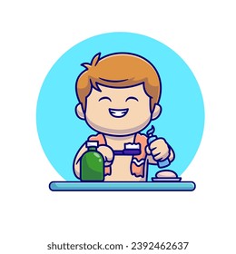 Cute Boy Brushing Teeth In Bathroom Cartoon Vector Icon
Illustration. People Healthy Icon Concept Isolated Premium
Vector. Flat Cartoon Style