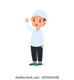 Cute boy calling, white background