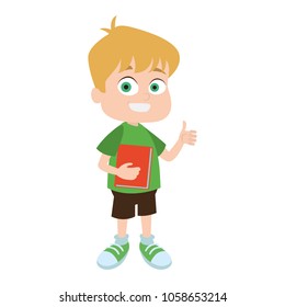 Cute boy cartoon with book