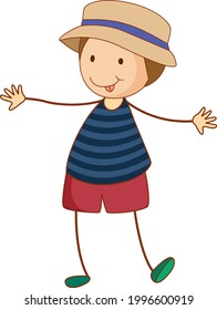 Cute boy cartoon character in doodle style isolated illustration