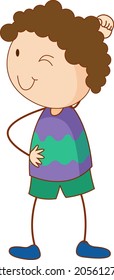 Cute boy cartoon character in doodle style isolated illustration