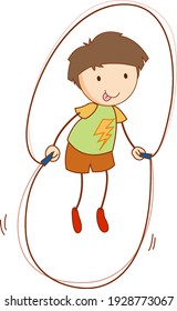 Cute boy cartoon character in hand drawn doodle style isolate illustration