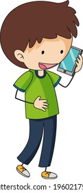 Cute boy cartoon character in hand drawn doodle style isolated illustration