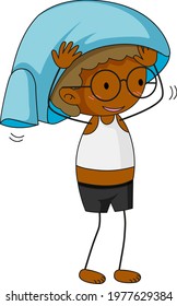 Cute boy cartoon character in hand drawn doodle style isolated illustration