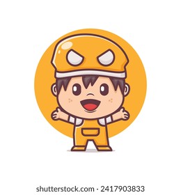 Cute boy cartoon character with happy expression, cartoon vector illustration