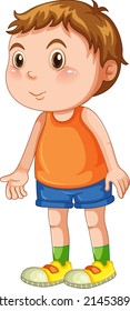 Cute boy cartoon character on white background illustration