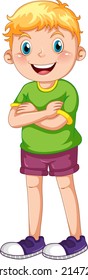 Cute boy cartoon character on white background illustration
