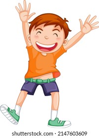 Cute boy cartoon character on white background illustration