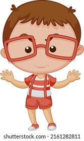 Cute boy cartoon character on white background illustration