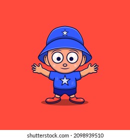 Cute boy cartoon character standing position 