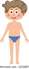 Cute boy cartoon character in swimming suit illustration