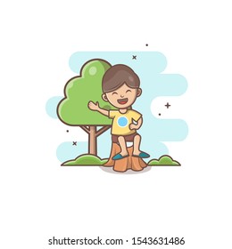 cute boy cartoon character vector illustration