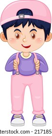 Cute boy cartoon character wearing cap on white background illustration