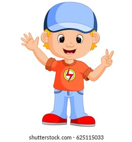 Cute boy cartoon good posing